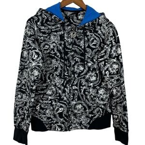 Volcom Black & White with Blue Full Zip Graphic Print Hoodie youth Large